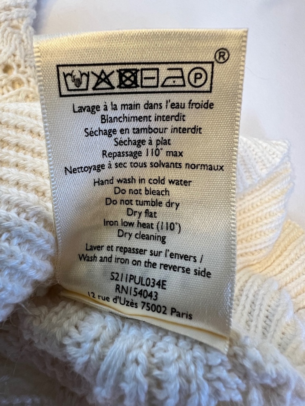 Sezane Scalloped V Design Cotton Alpaca Blend Sweater - Picture 10 of 10